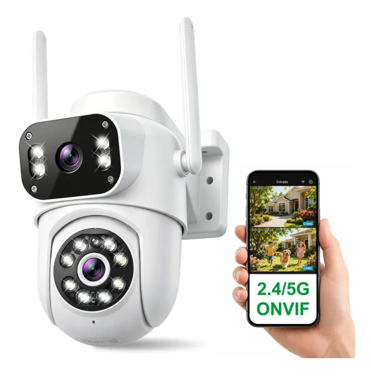 Câmera de Segurança CVLINK PTZ 8MP WiFi 2.4G/5G, IP66, Dupla Lente com 10x Zoom, Externa, Áudio Bidirecional, Alarme