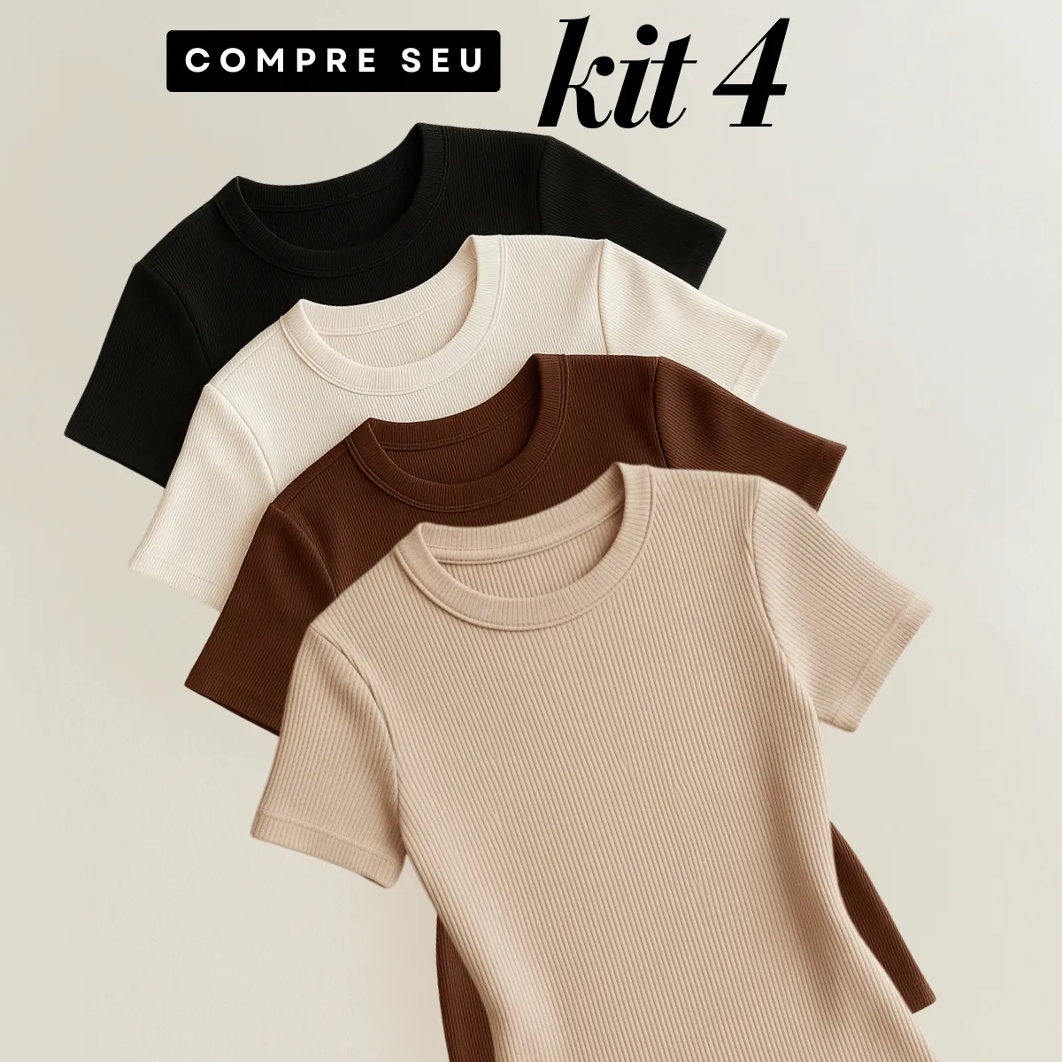 Kit 4 Blusas Femininas Caneladas em Ribana – Moda Casual e Básica