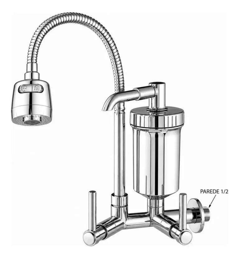 Torneira Com Filtro Com Purificador de Agua Gourmet Tubo Flexível e Bica Movel