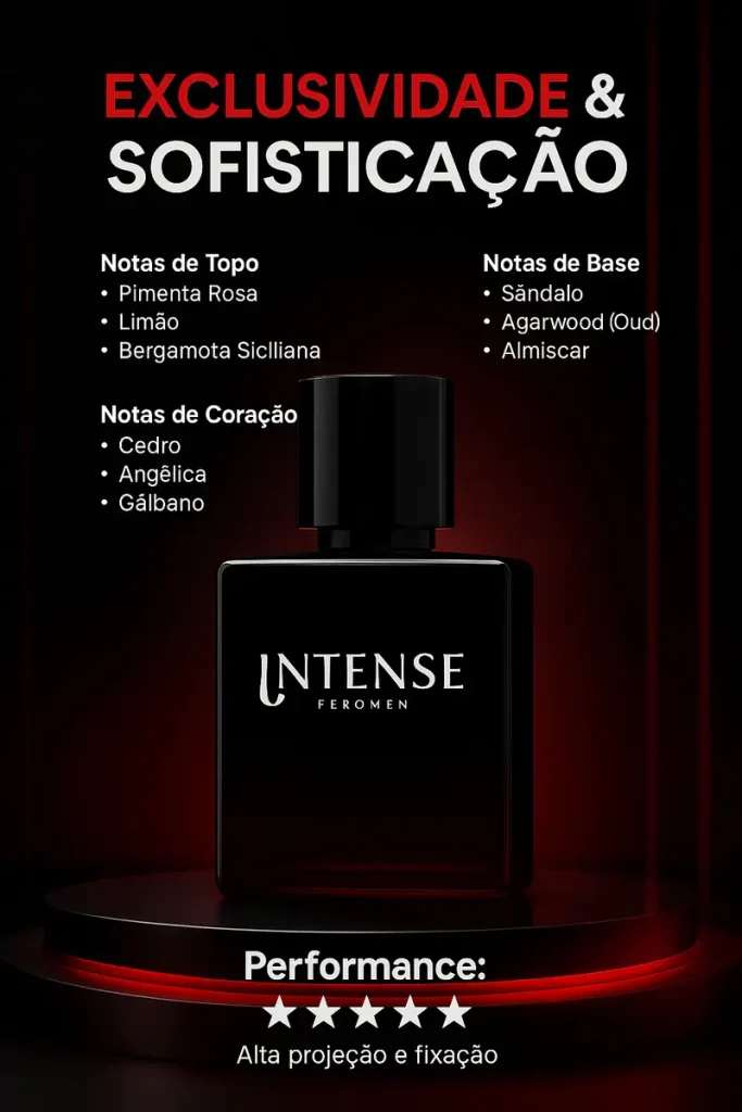 Perfume Masculino INTENSE Feromen 50ml Amadeirado Aromático Spray