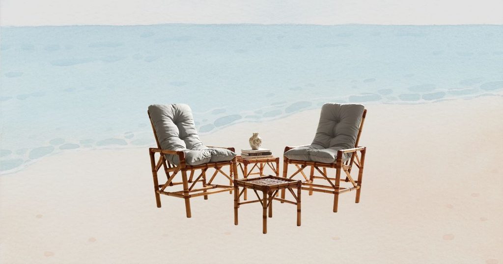 2 Cadeiras De Bambu Jardim Com Mesa Resistente E Confortável
